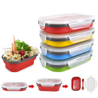 China 32 Oz Takeout Food Container School Portable Ecofriendly Lunch Box Frozen Folding Silicon Bento Box